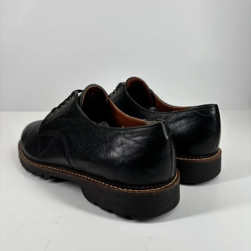 H.S. Trask Gallatin 1002 Men's US 9M Black Bison‎ Leather Plain-Toe Derby Shoes